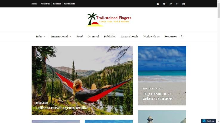 7-	Ankita Shreeram- www.trailstainedfingers.com